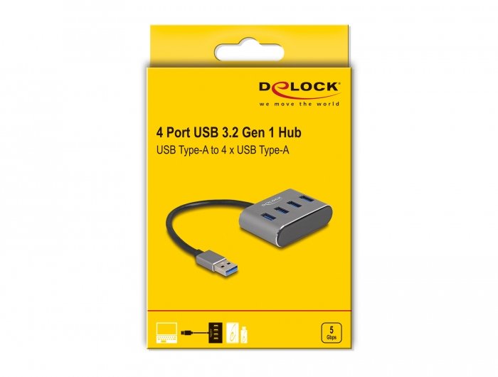 Delock 4 Port Usb 3.2 Gen 1 Hub Con Usb Tipo A Conexión - Usb Tipo A Conectores Hembra Arriba