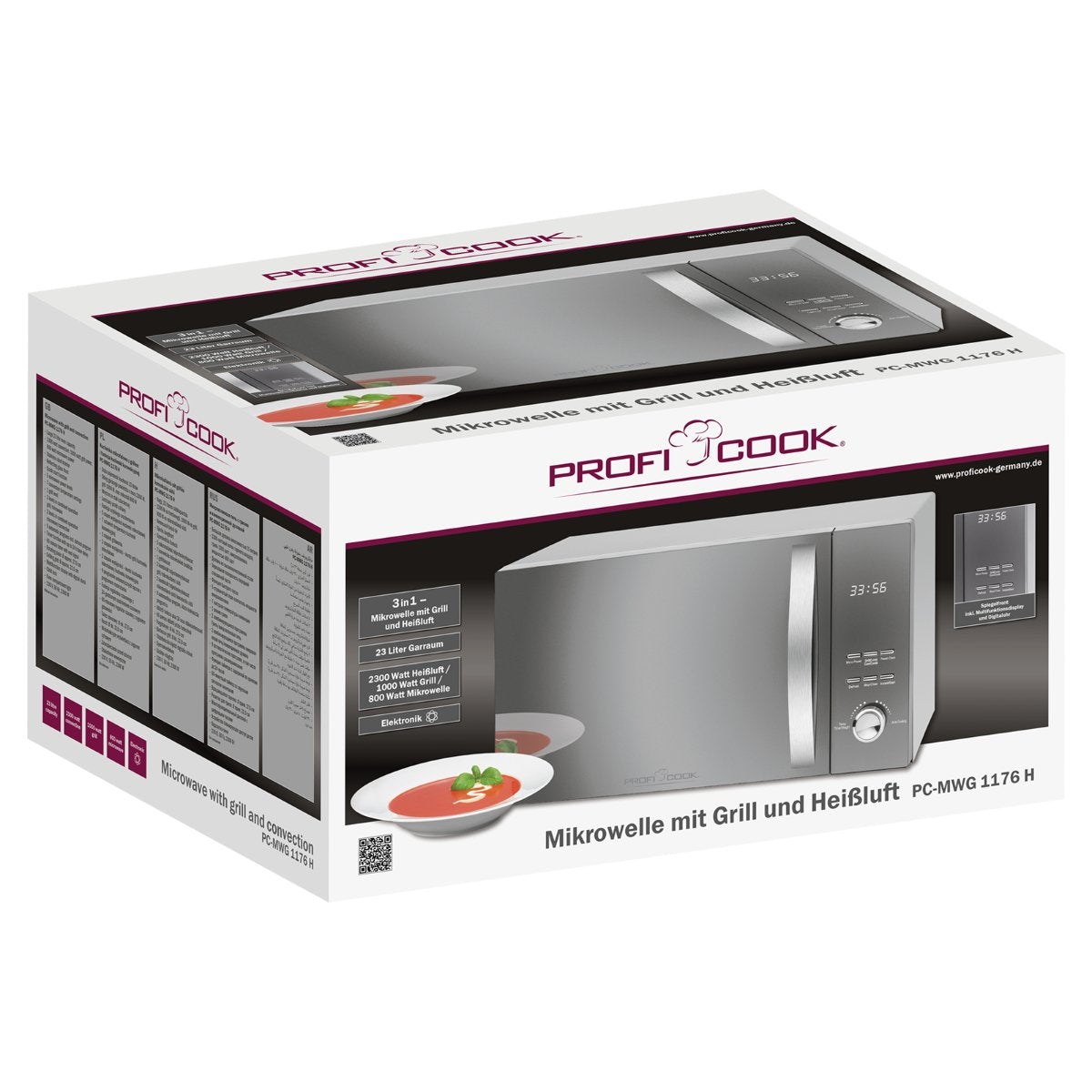EAN 4006160011760 - ProfiCook PC-MWG 1176 H Acero inoxidable Microondas combinado Encimera 23 L 800 W imagen 3