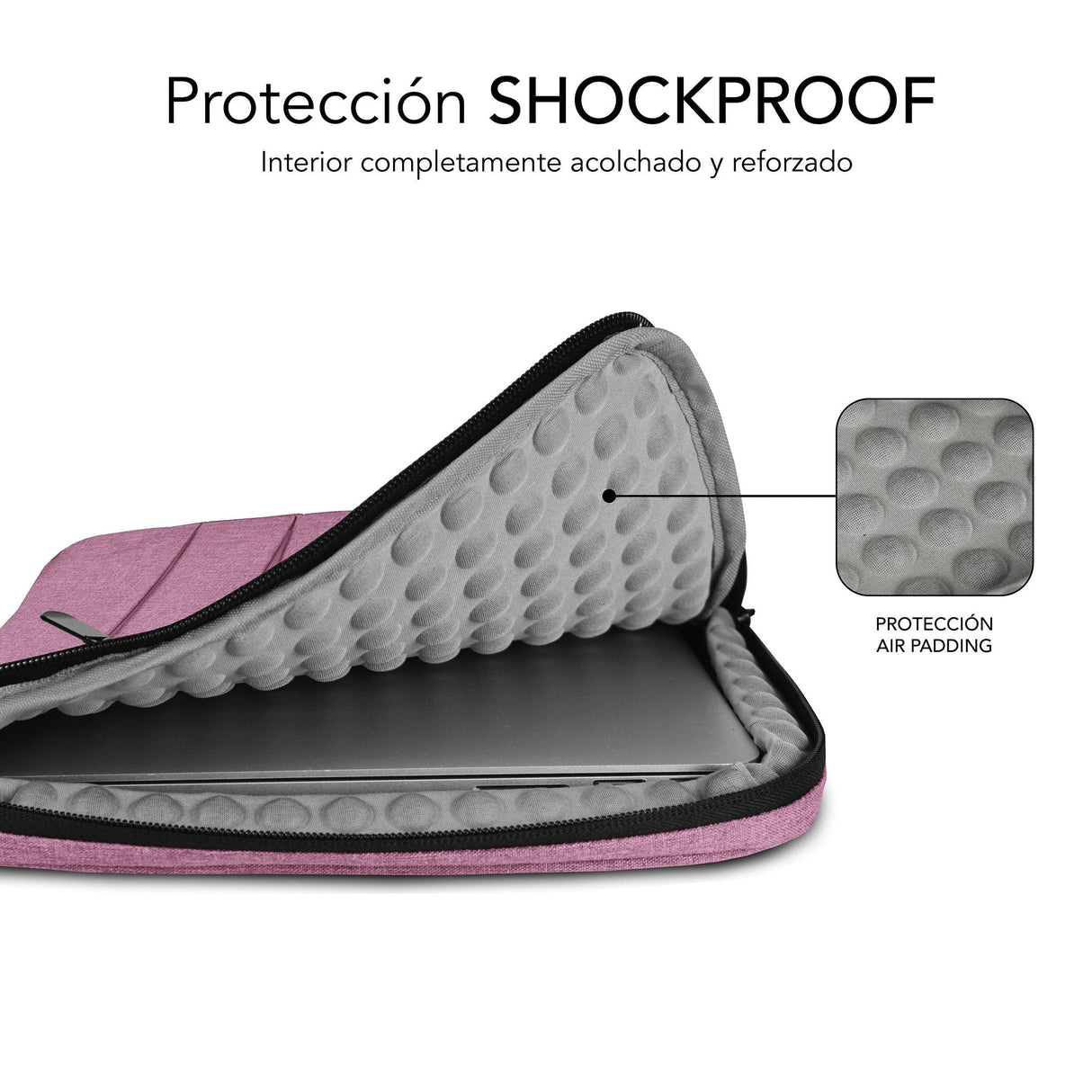 Funda Subblim Air Padding 360 Sleeve Para Portátiles Hasta 15.6' Rosa