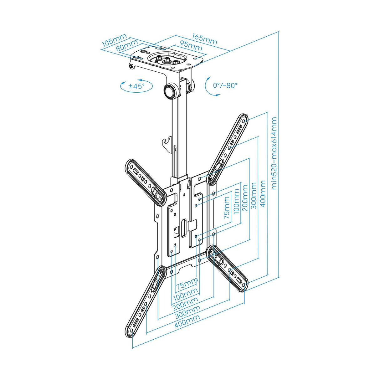 EAN 8433281013728 - TooQ LPCE1123TSLI-B soporte para TV 139,7 cm (55") imagen 4