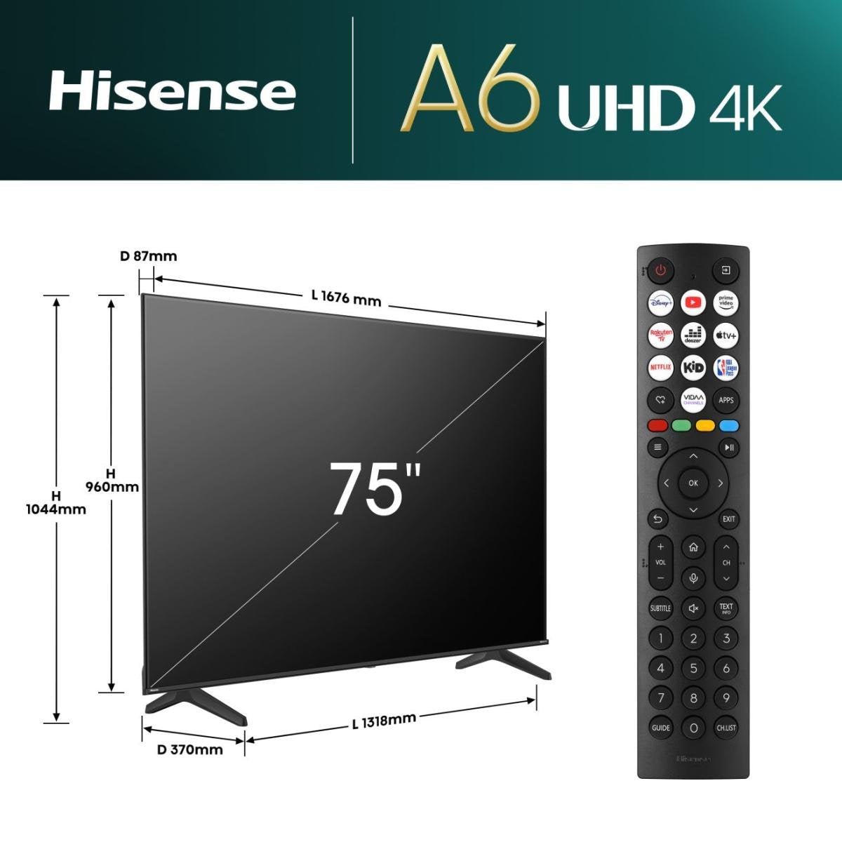 EAN 6942351406794 - Hisense 75E6NT 190,5 cm (75") 4K Ultra HD Smart TV Wifi Negro 350 cd / m² imagen 2