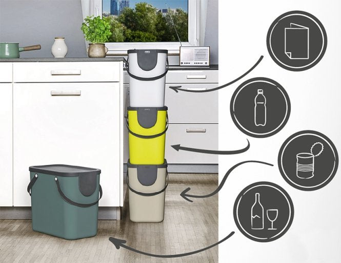 Rotho Albula Dark Green - Contenedor Para La Separación De Residuos - 25l