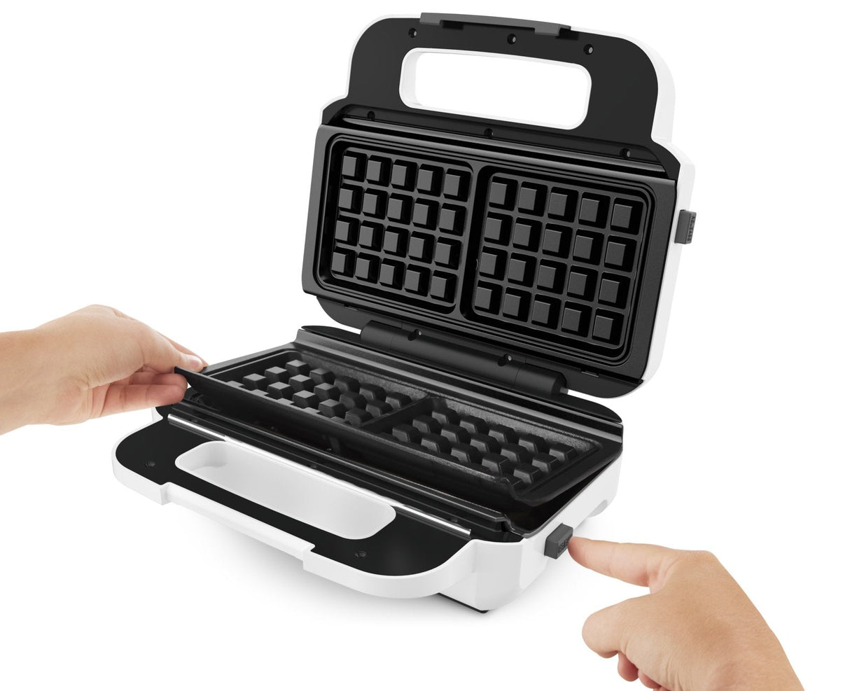 Sandwichera Tefal Snack Xl Sw7011, Blanco/Gris, 850 Vatios, Con 2 Juegos De Platos Sw 7011