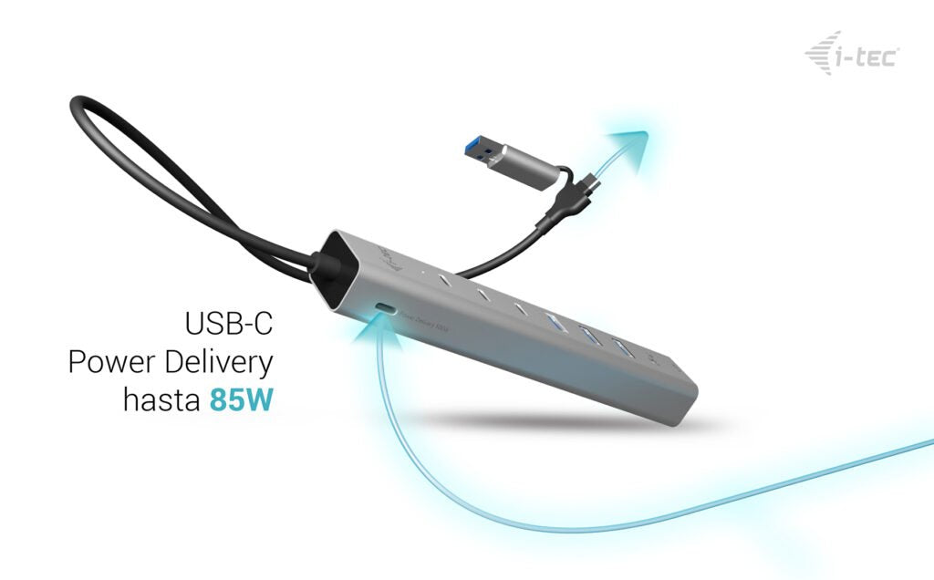 I-Tec Usb-C Usb-A Metal Hub 6 Port 3x Usb-C 3.2 Gen1 3x Usb-A 3.2 Gen1 1x Glan Power Delivery 85w