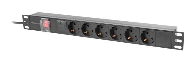 Lanberg Pdu Rack 19" 1u 10a 6x Schuko Negro C14 2m