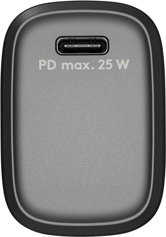 Cargador 25w Usb 1 Puert. Usb-C Negro Gan Fc Pd Salida Lateral Goobay