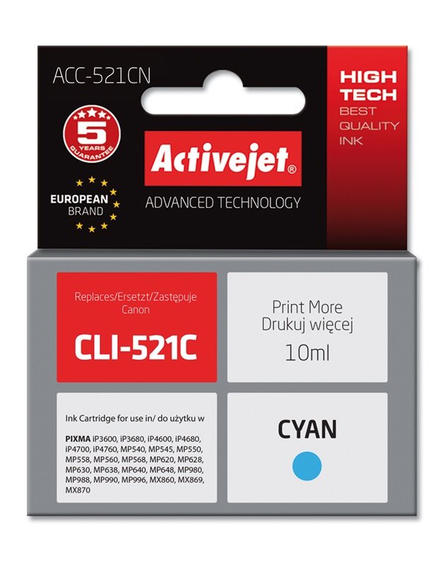 EAN 5901452126056 - Activejet ACC-521CN cartucho de tinta 1 pieza(s) Compatible Alto rendimiento (XL) Cian imagen 2