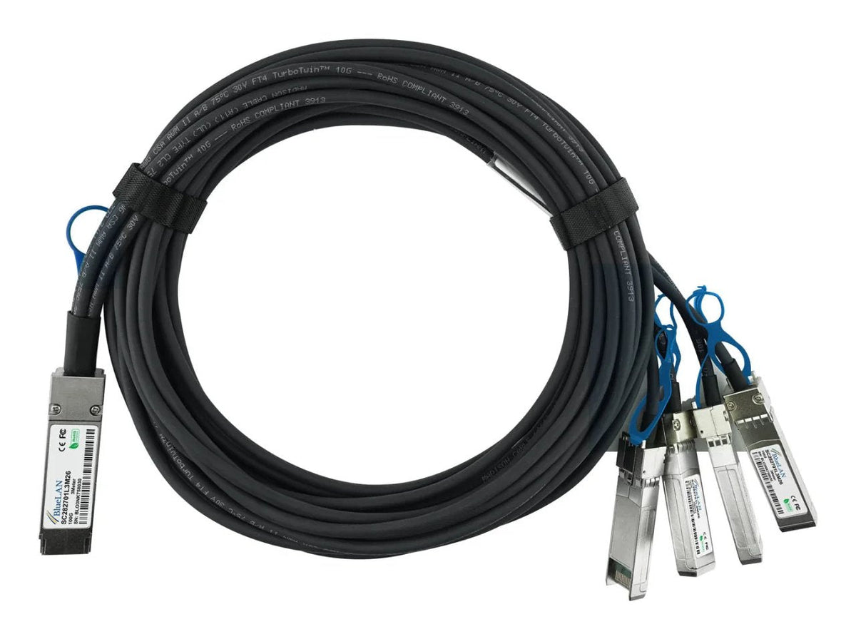 Blueoptics Qnap Cab-Dac2m-Q28b4 Bluelan Pasivo 100gbase-Cr4 Qsfp28 A 4x25gbase-Cr Sfp28 Direct Attach Breakout Cable, 2m,
