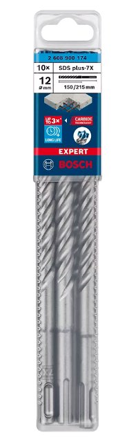 Bosch Professional Expert Sds-Plus-7x, Ø 12 Mm, 10 Piezas Longitud Útil 150 Mm 2608900174
