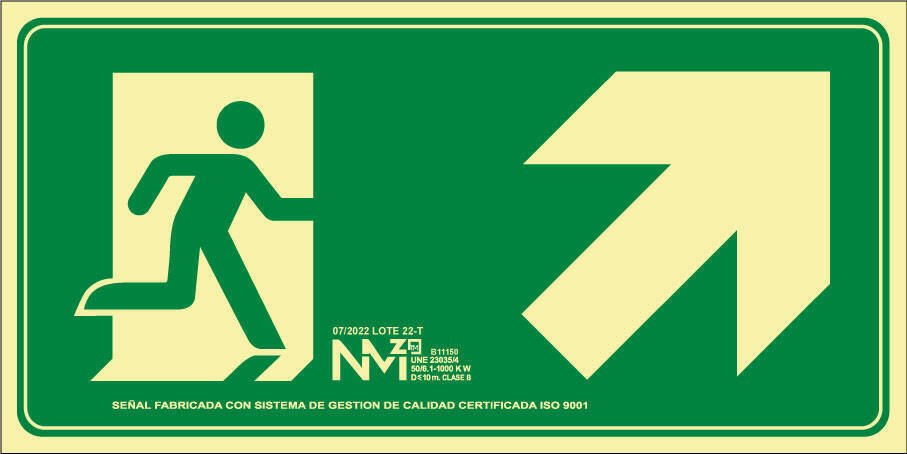 Cartel Evacuación Escalera Arriba Derecha Pvc 0,7mm Clase B 32x16cm B11150 Normaluz