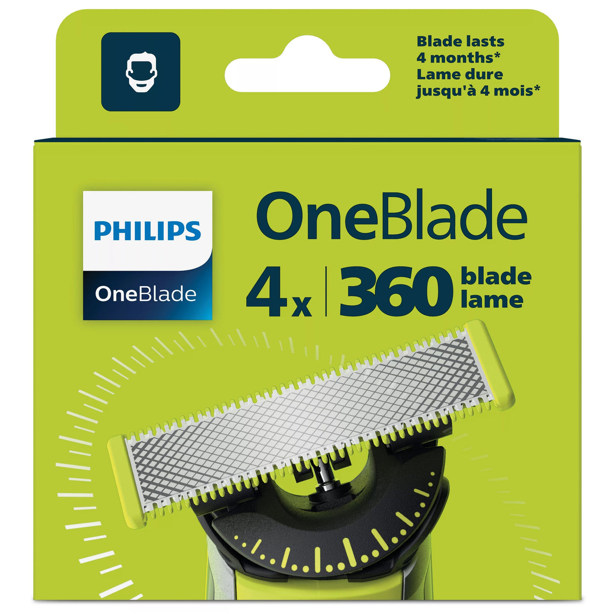 Philips Qp440 50 Oneblade Replaceable Blade, 4 Pcs, Black Green