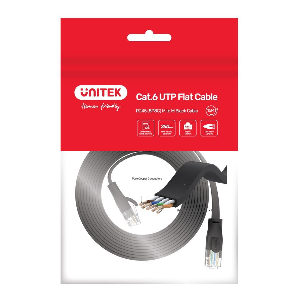 EAN 4894160043634 - UNITEK C1813GBK cable de red Negro 15 m Cat6 U/UTP (UTP) imagen 4