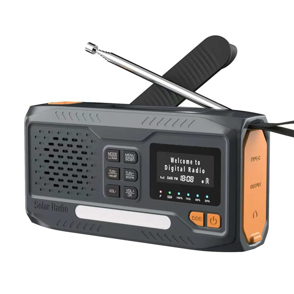 Radio Extralink Radio De Emergencia Bluetooth Solar Con Manivela Dinamo Powerbank 4000mah Con