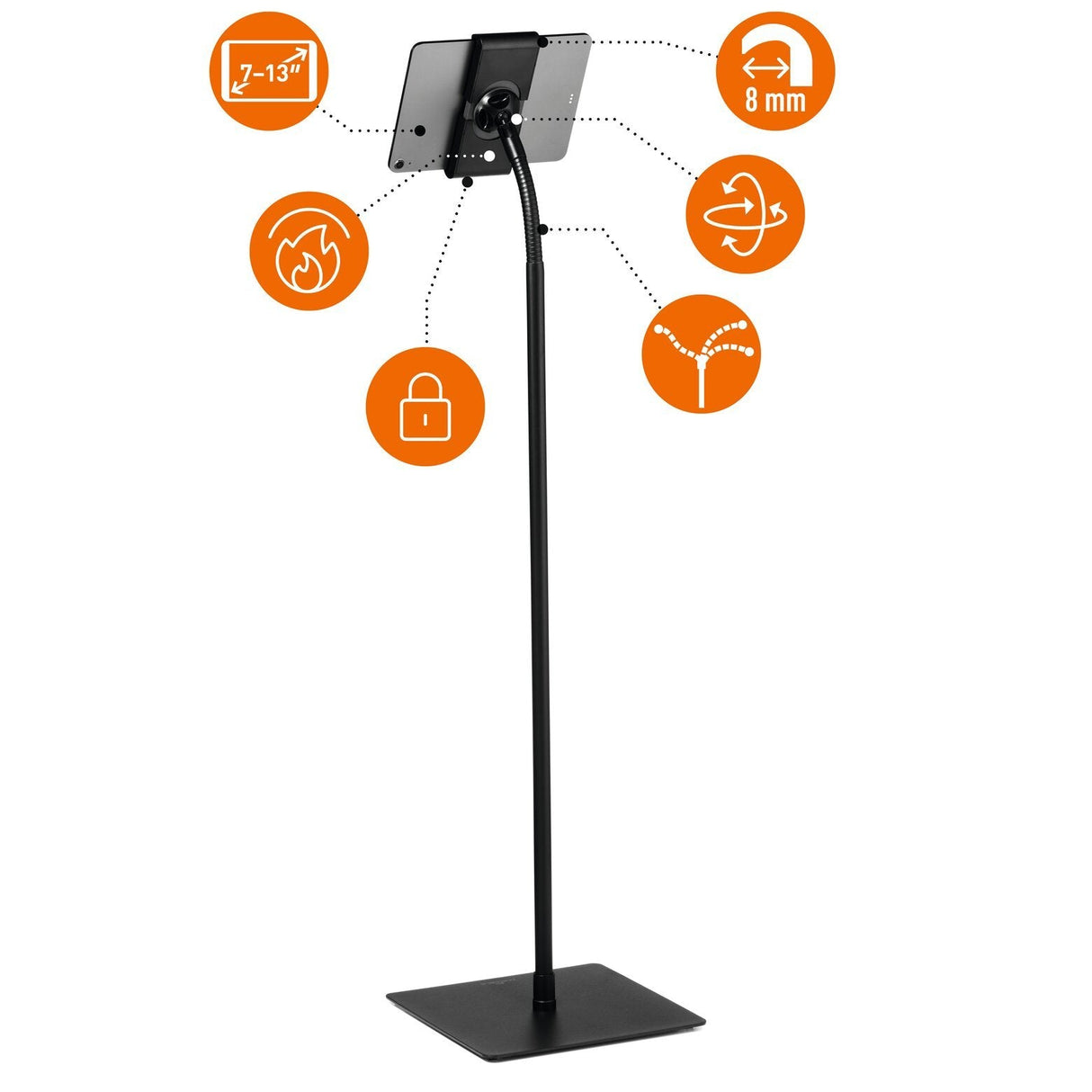 Durable Tablethalterung Tough Floor 7-13'' -8mm Voll Beweglich Negro