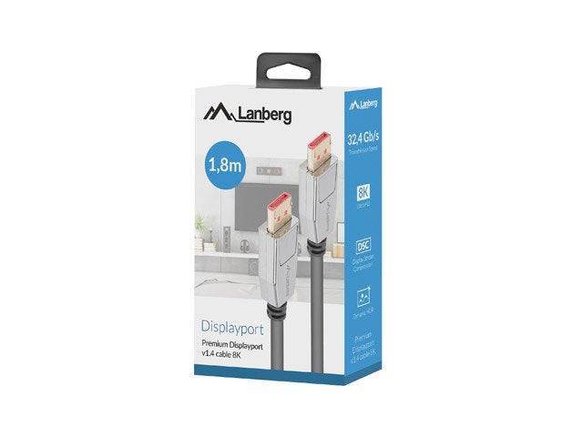 EAN 5901969428995 - Lanberg CA-DPDP-20CU-0018-BK cable DisplayPort 1,8 m Negro, Plata imagen 3