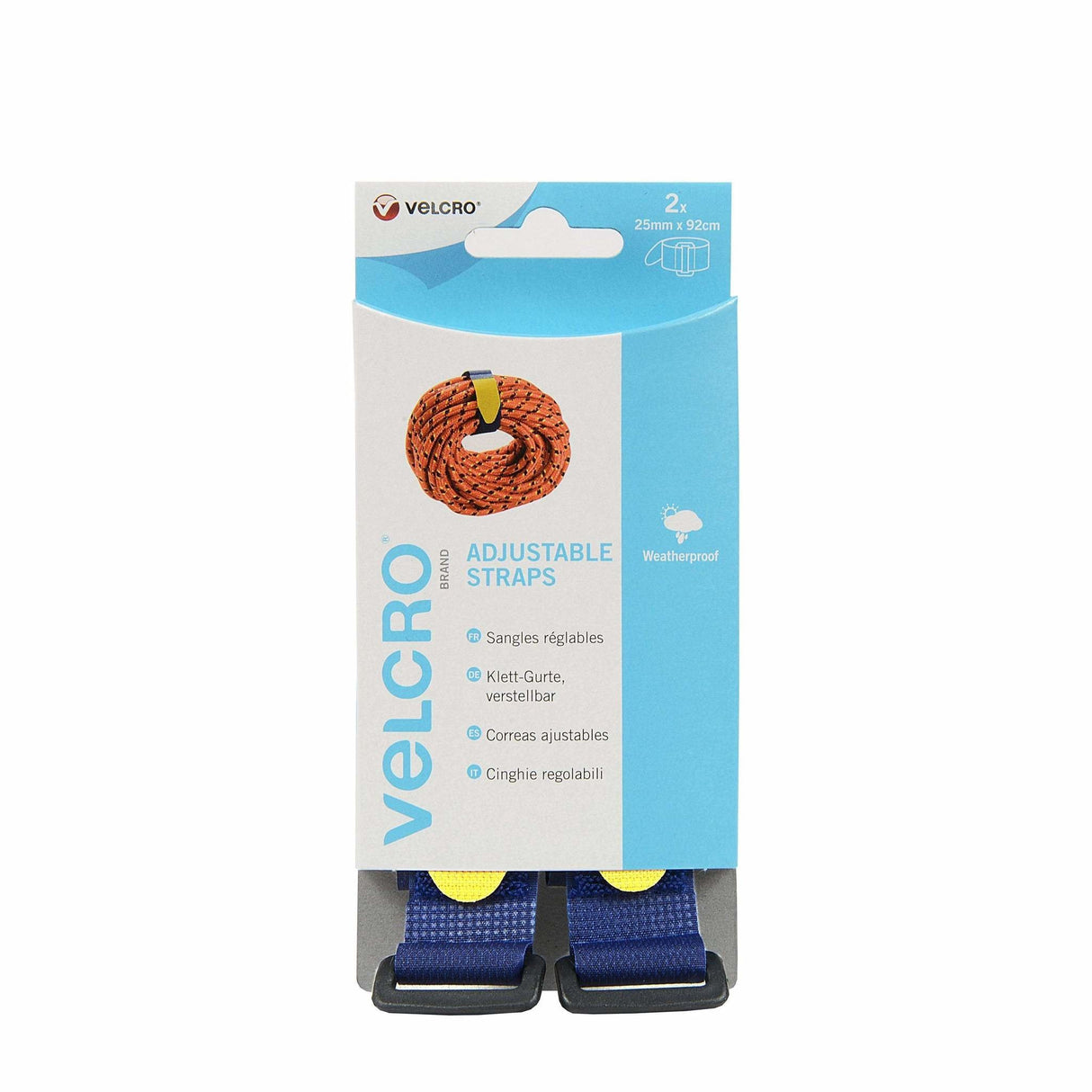 Velcro Verstellbarer Tragegurt Mit Klettverschluss Everyday, Haken & Flausch Gurt 25mm X 92cm X 2 Blau