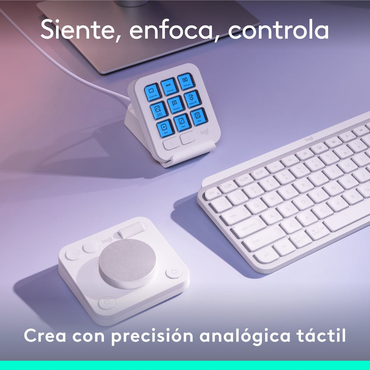 Logitech Master Series Mx Creative Console Conjunto De Teclado Y Teclado De Marcación Retroiluminación Usb-C Gris Pálido