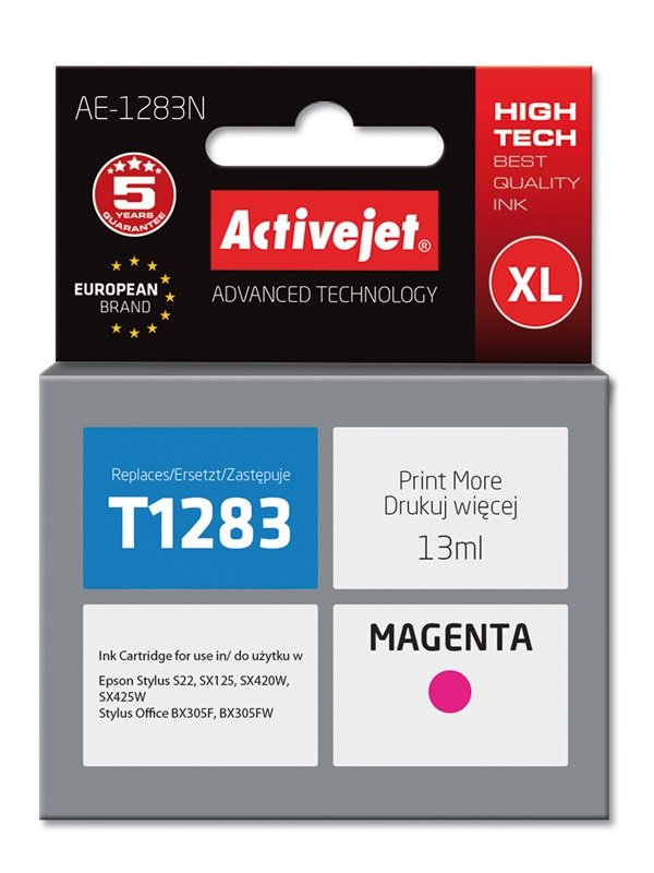 Tinta Activejet Ae-1283n (Reemplazo Para Epson T1283 - Supreme - 13 Ml - Magenta