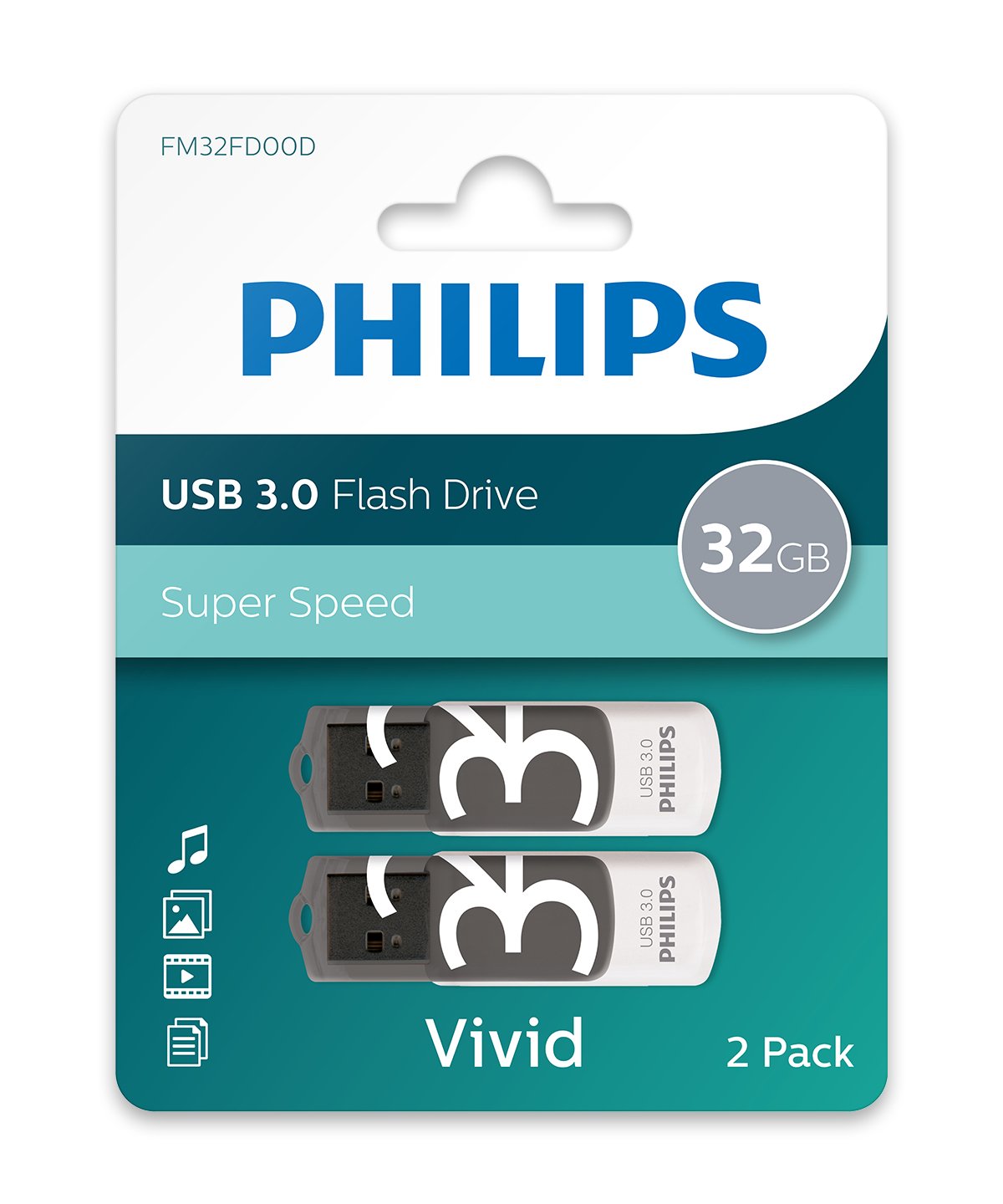 Pendrive Philips Usb 3.0  32gb Vivid Edition Grey 2-Pack