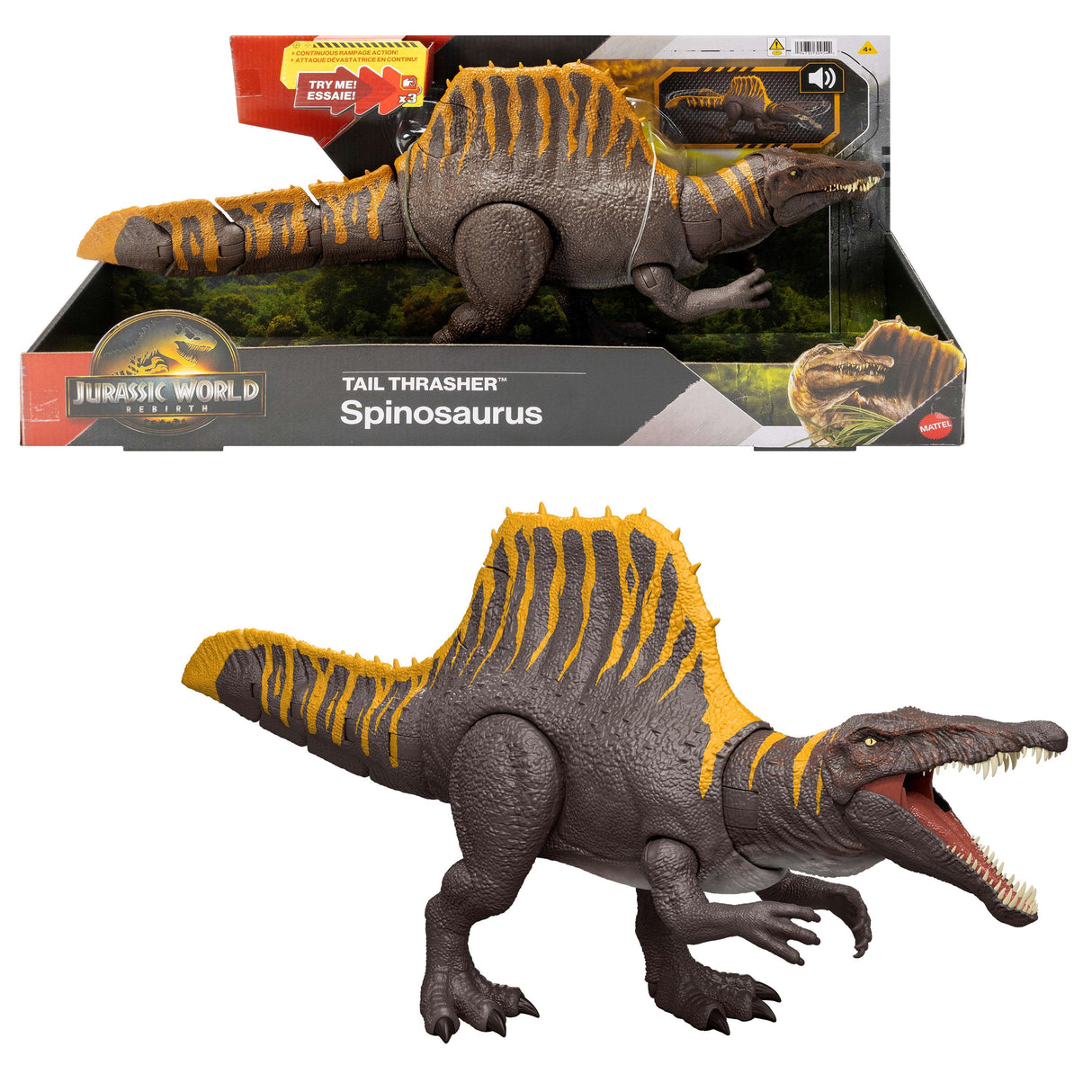 Mattel Jurassic World Tail Thrasher Spinosaurus-Actionfigur Jgb56