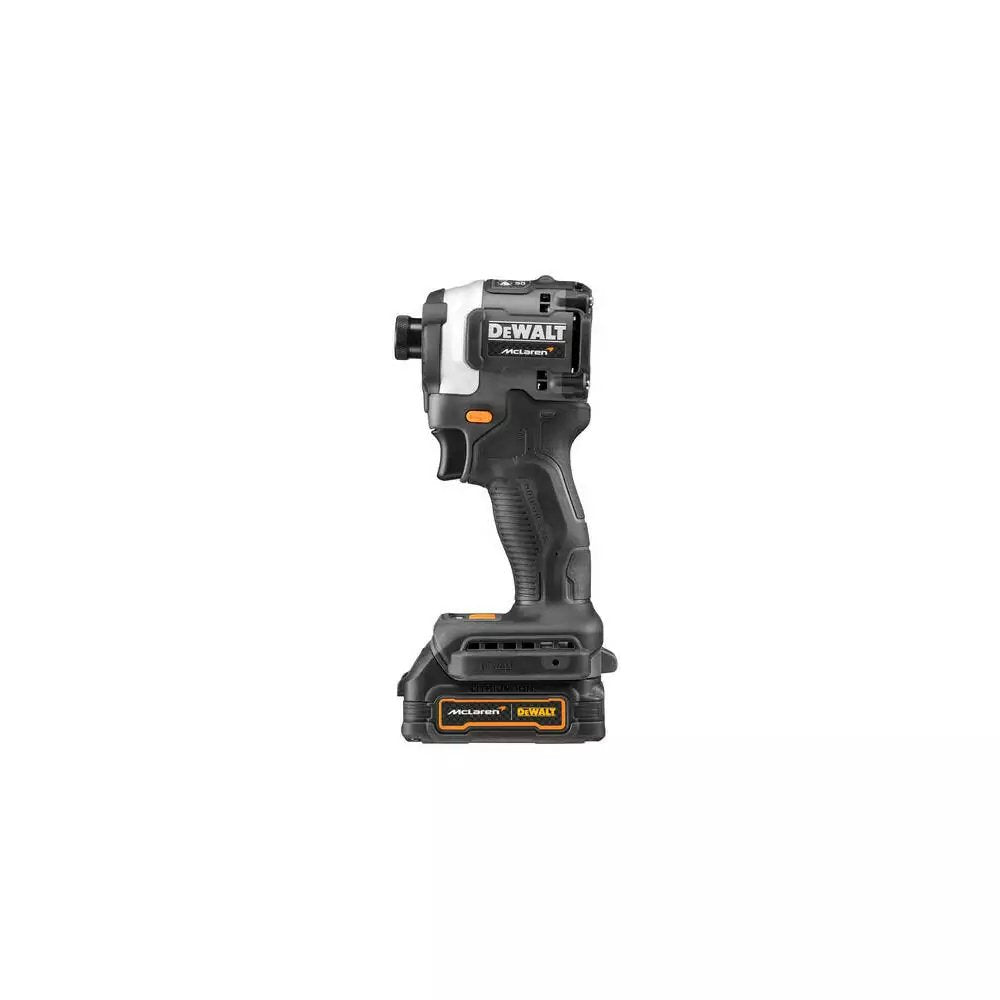 Llave De Impacto A Batería Dewalt Dcf85me2gt, 18 Voltios, 1/4", En Diseño Mclaren Gris/Negro, 2 Baterías Powerstack Li-Ion De 1,7 Ah, En Caja T Stak