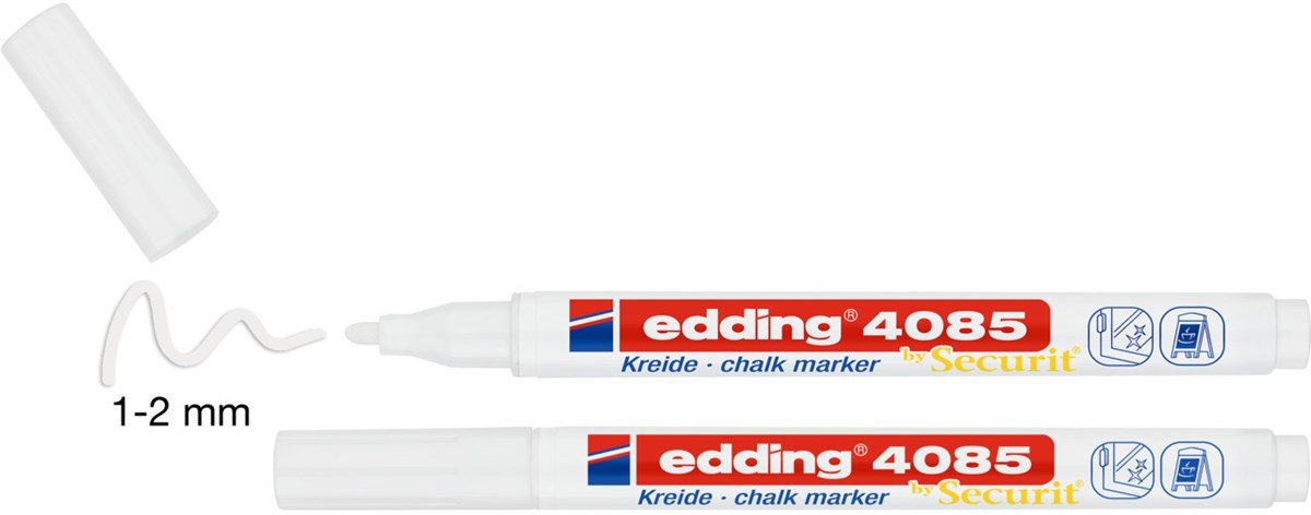 Edding 4085 Pack De 2 Rotuladores De Tiza Liquida - Punta Redonda - Trazo 1-3mm - Olor Neutro - Color Blanco