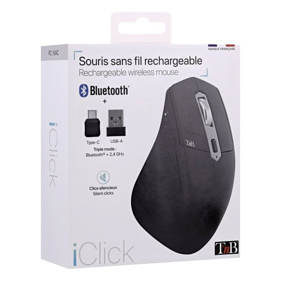 Ratón Inalámbrico Semi-Ergonómico T Nb Dual Connect Iclick (Negro)