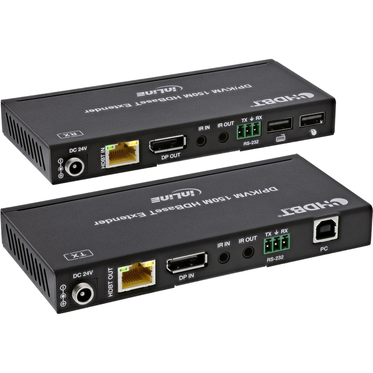 Kvm Extender, Displayport 4k/60hz , Hdbaset , 100m , Set Inline