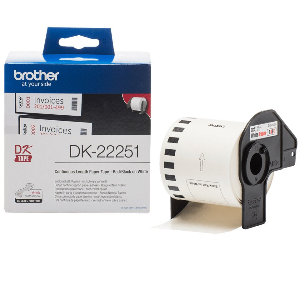 Brother Dk-22251,Negro/Rojo Sobre Blanco,Rollo (6,2 Cm X 15,24 M) 1 Bobina(S) Papel Continuo De Etiqueta