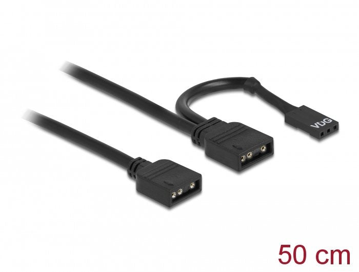 Delock Rgb Anschlusscable 3 Pin Für 5 V Rgb Argb Led Beleuchtung Mit 2 X 3 Pin Buchse 50 Cm