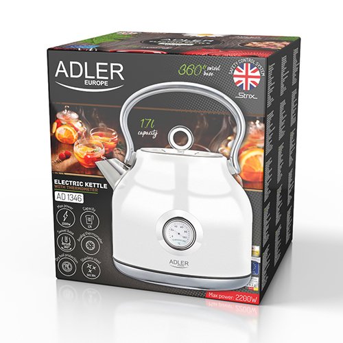 EAN 5903887808620 - Adler AD 1346 tetera eléctrica 1,7 L 2200 W Metálico, Blanco imagen 10