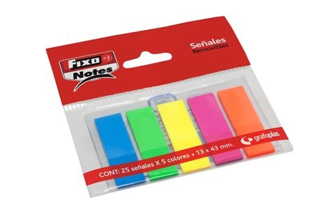 Fixo Marcadores Adhesivos Banderitas Pet 13x43mm Pack 5 Bloc X 25h C/Surtidos Neón