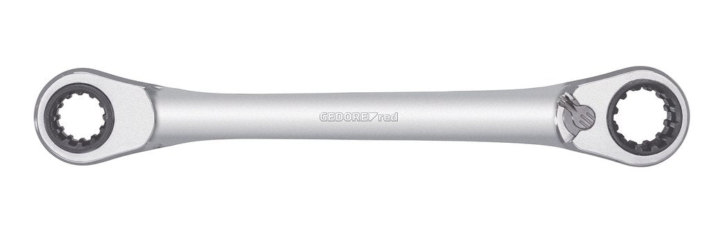 Llave Gedore Combinada Roja Con Carraca Doble 4 En 1, Llave Cromada, Sw 10, 13, 17, 19 R07501019