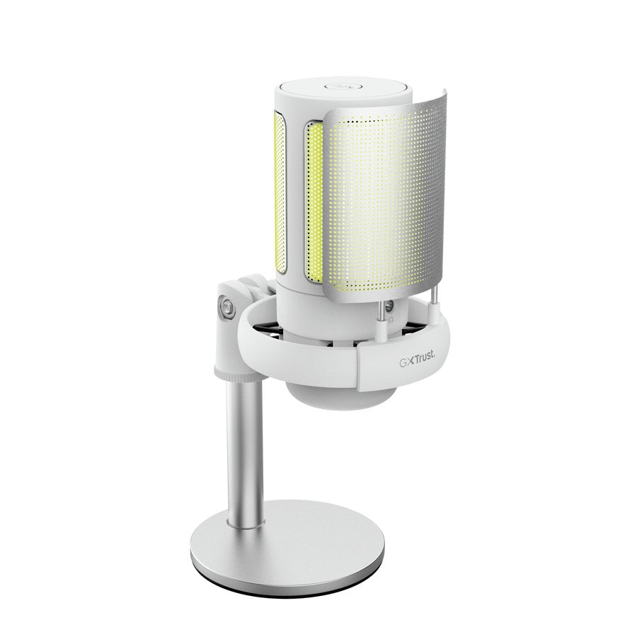 Microfono Trust Gxt 238w Auron Gaming Usb Iluminacion Led Patron Cardioide Tripode Blanco