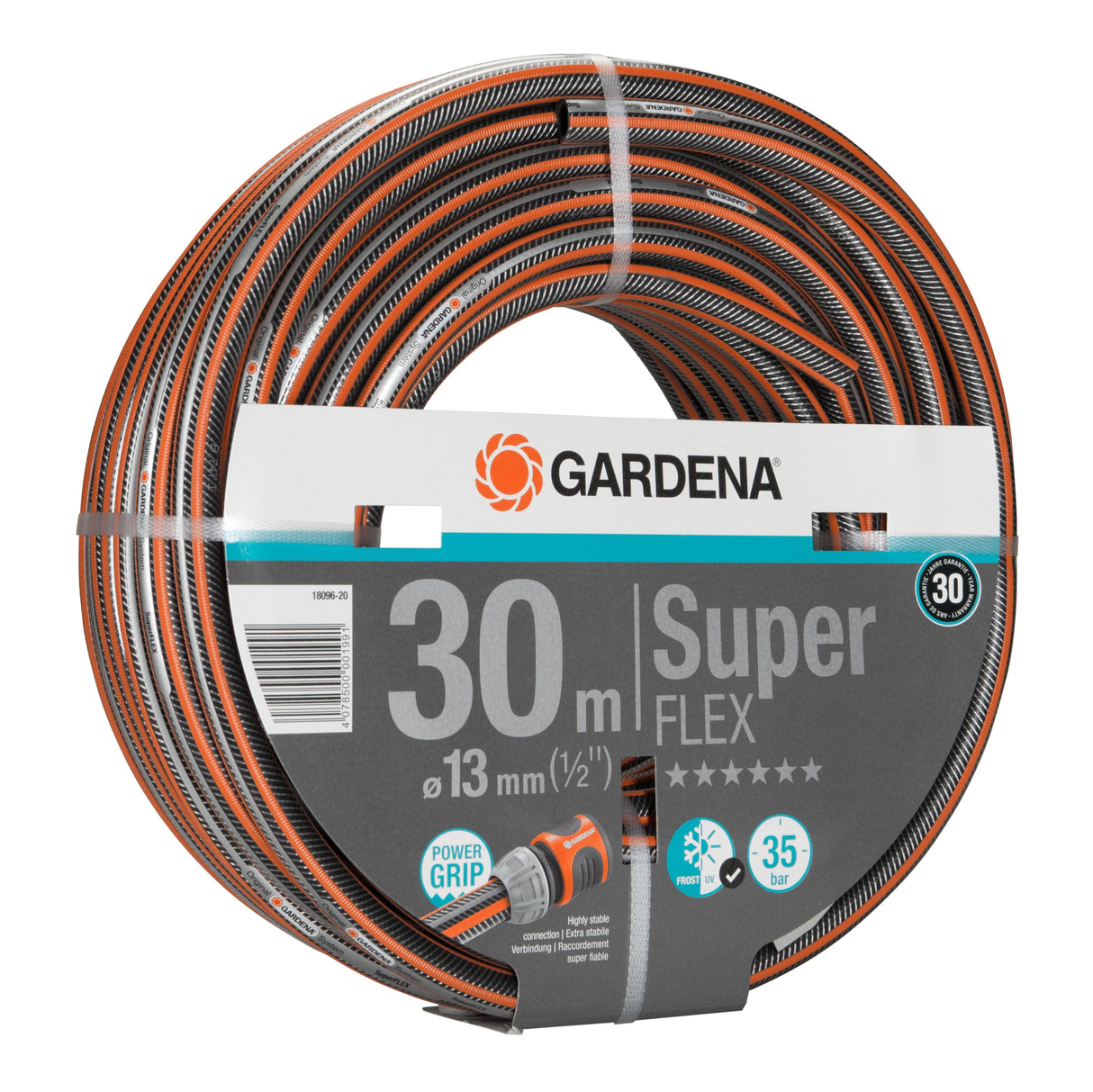 Gardena 18096-20 Manguera Premium Superflex 13 Mm (1/2 ") Gris / Naranja, 30 Metros