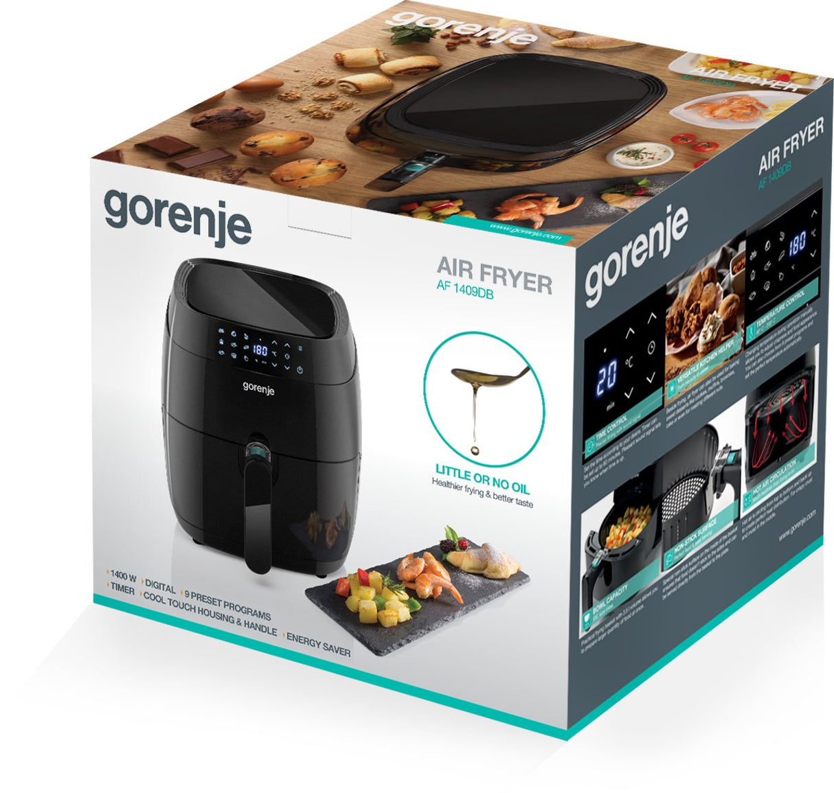 Freidora Gorenje Af1409db Potencia 1400 W, Capacidad 3,5 L, Negro