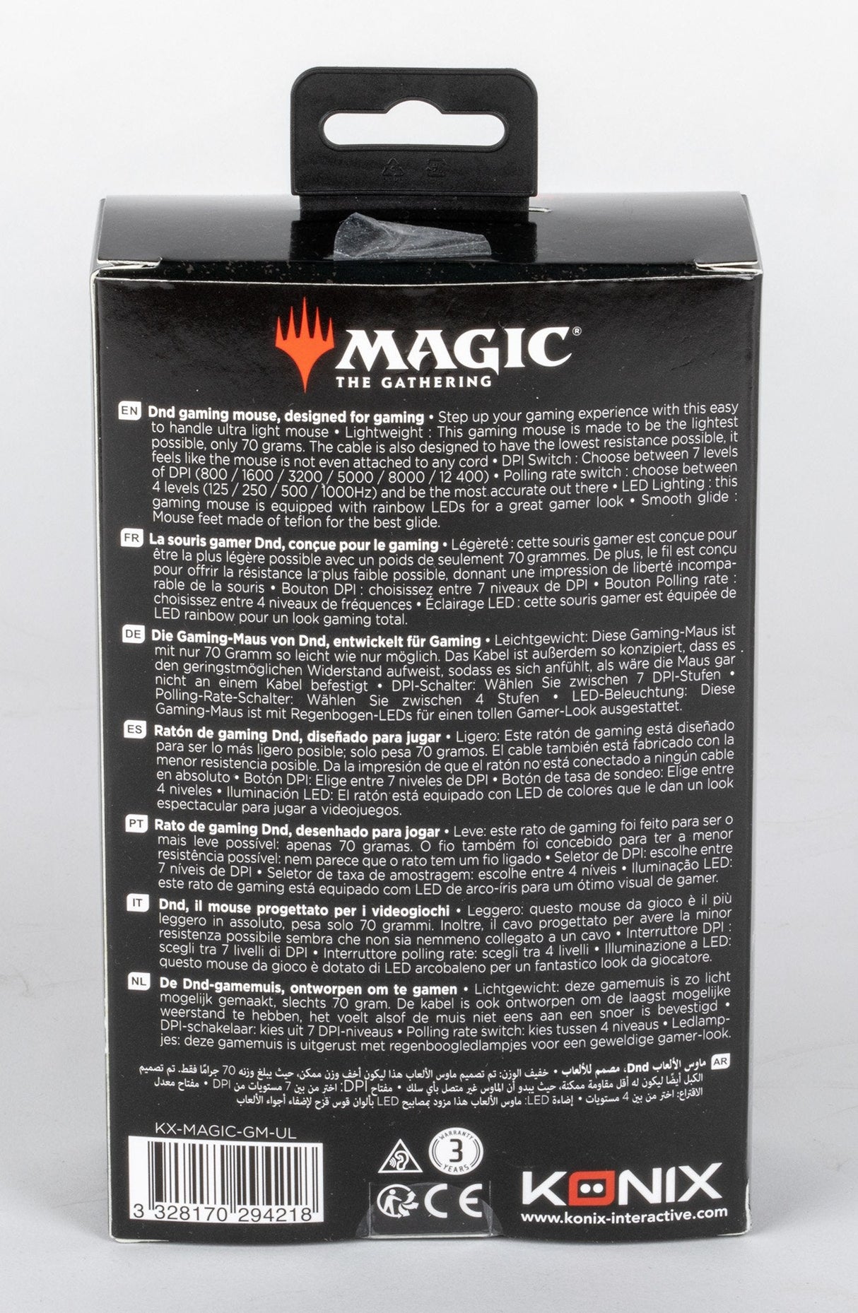 Ratón Gaming Konix Magic The Gathering Ultra Light 10.000dpi 1000hz Led