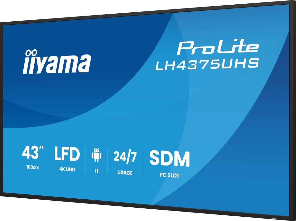 Iiyama 108cm (42,5") Lh4375uhs-B2ag 16:9 2xhdmi+3xdp+2xusb