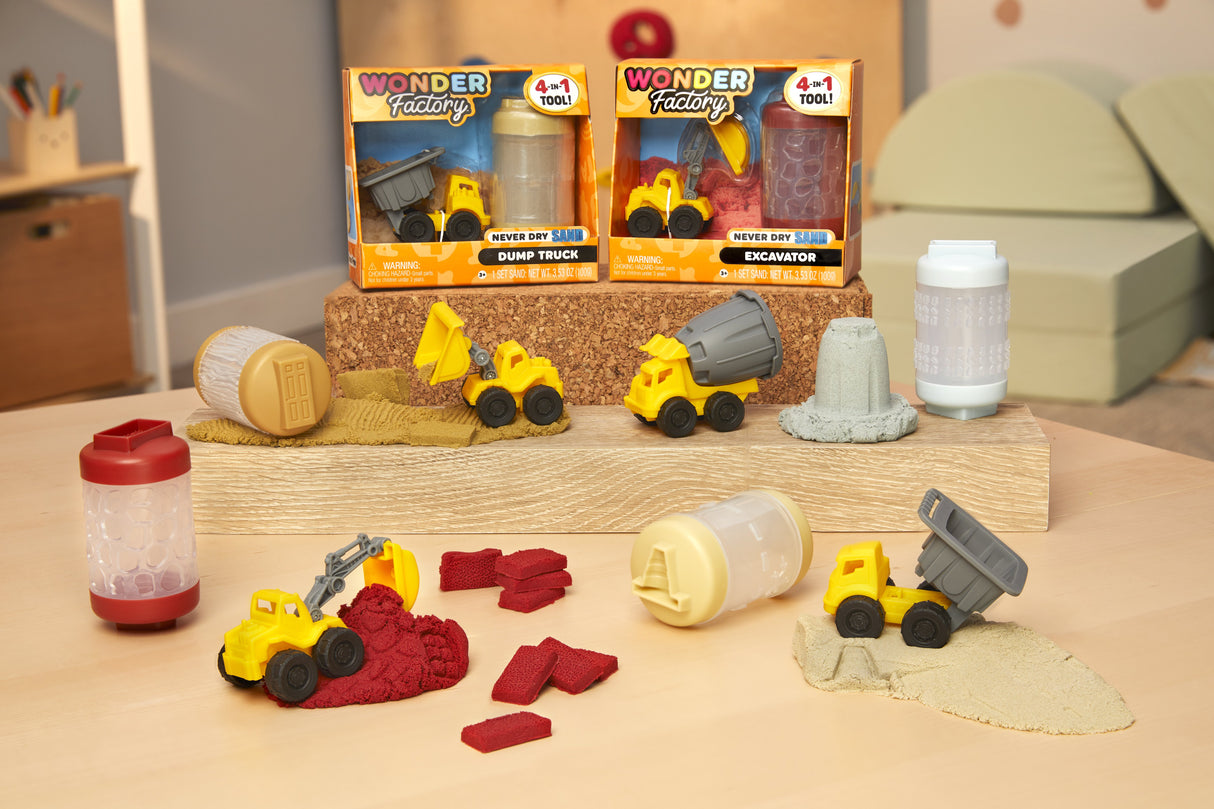 EAN 0035051532934 - MGA Entertainment Wonder Factory Never Dry Sand Construction Trucks - Blue + Cement Mixer imagen 5