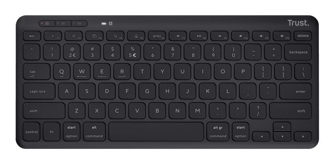 Teclado Inglés Trust Lyra Rf Wireless + Bluetooth Qwerty Ee. Uu. Negro