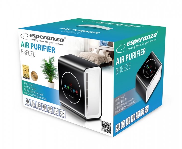 EAN 5901299954584 - Esperanza EHP001 purificador de aire 45 dB Negro, Blanco imagen 5