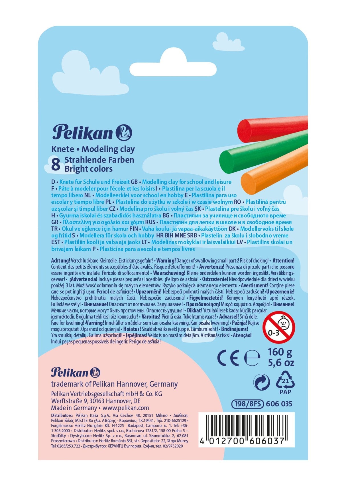 Pelikan 606035 Compuesto Para Cerámica Y Modelaje Pasta Para Modelar 160 G Colores Surtidos 1 Pieza(S)