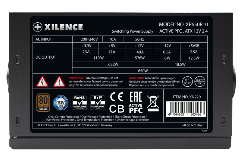 Fuente De Alimentación Xilence Gaming Bronze 650w, Xn220