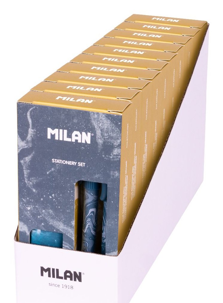 Milan Caja Regalo Serie Lava Con Bolígrafo P1, Portaminas Pl1 0.5 Y Afilaborra Capsule Azul