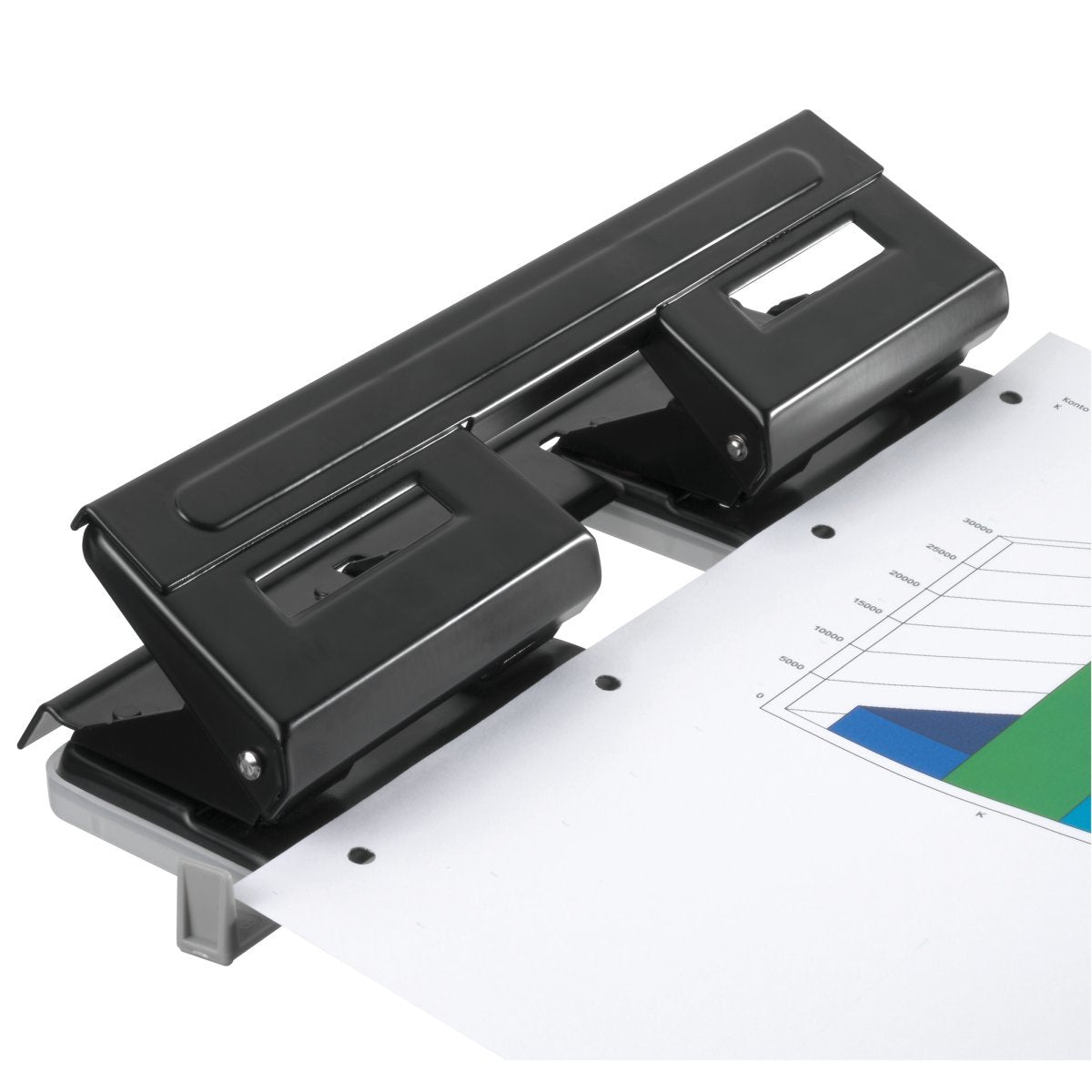 Perforadora Herlitz Doble 1,5 Negra Con Riel De Tope