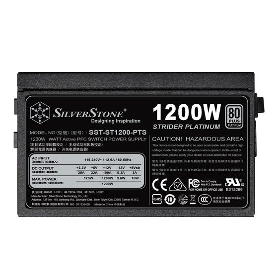 Fuente De Alimentación Silverstone Atx Psu Sst-St1200-Pts, 1200w 80 Plus Platinum, 120mm, Modular