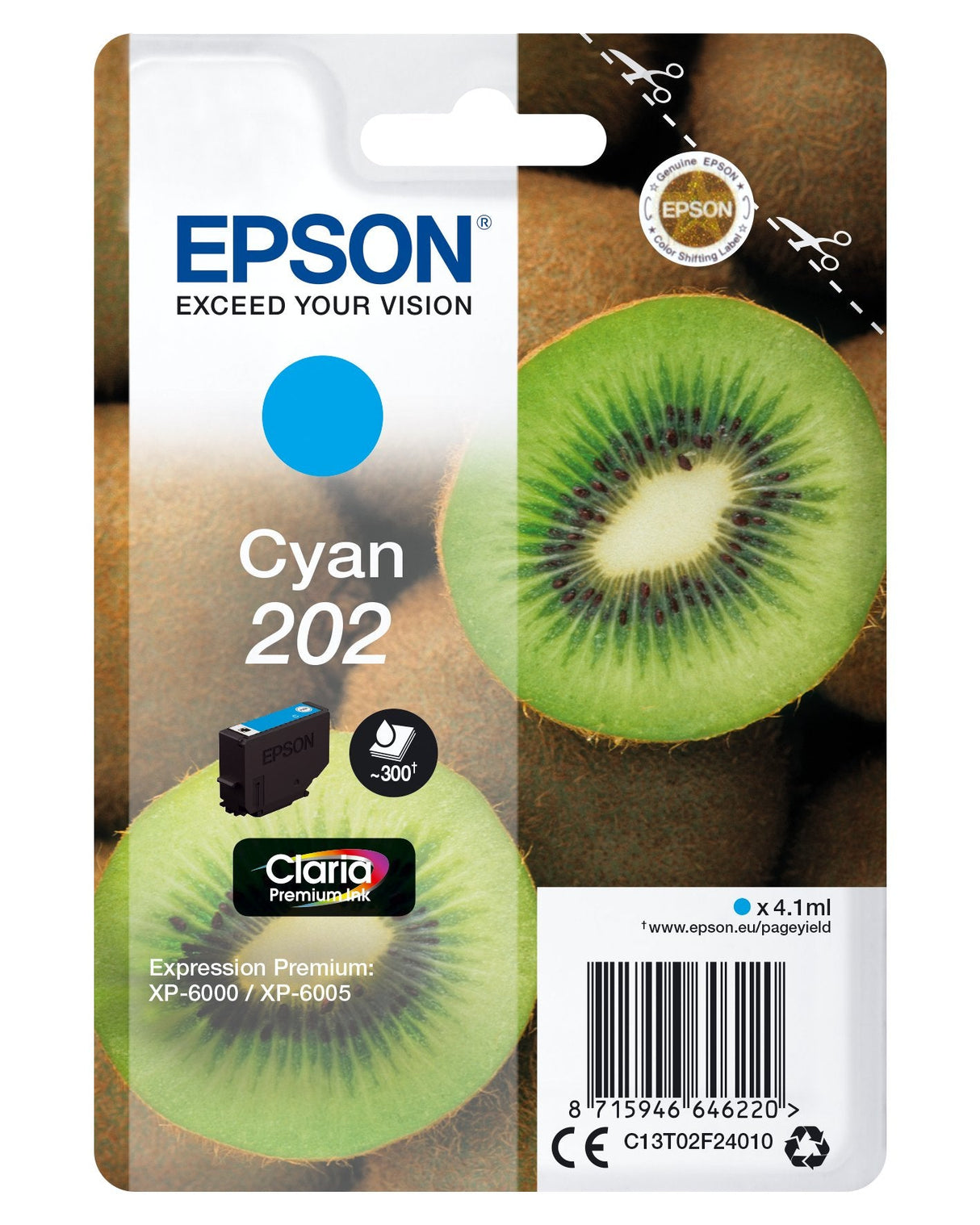 Cartucho Tinta Epson C13t02f24010 Singlepack Cian 202 Claria Premium Ink Xp-6000 / Xp-6005 / Kiwi