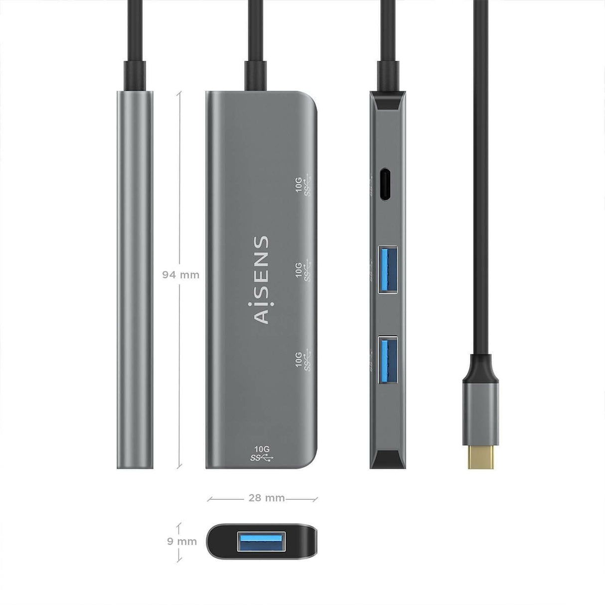 EAN 8436574709841 - AISENS A109-0764 hub de interfaz USB 3.2 Gen 2 (3.1 Gen 2) Type-C 10000 Mbit/s imagen 4