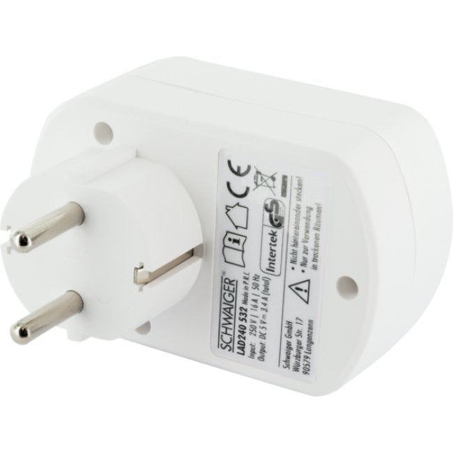 Adaptador De Carga Usb Schwaiger 230v Blanca