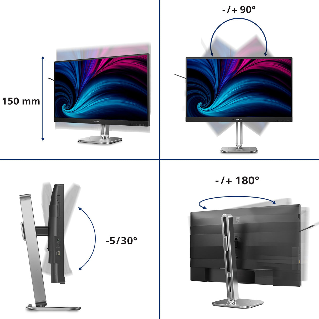 EAN 8721038003734 - Philips 4000 series 27B2N4500/00 pantalla para PC 68,6 cm (27") 2560 x 1440 Pixeles Quad HD LCD Gris imagen 6